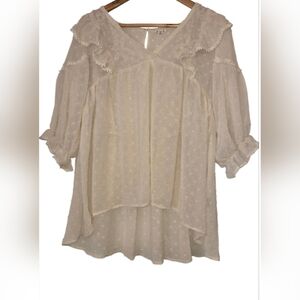 POL Cream Ruffle Blouse